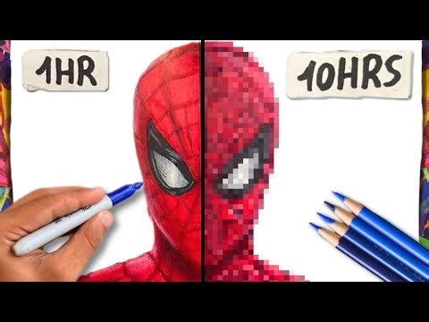 I colored Spider-Man in 1 hour and 10 hours!