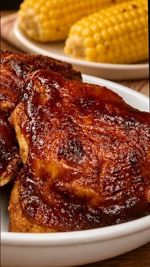 JUICY Oven Baked BBQ Chicken Thighs 🍗🔥 #cooking #chicken #foodie #recipe #shorts