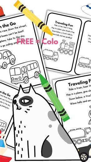 9.3K views · 30 reactions | Free today: Color & Poem — Transportation ️ Four quick rhymes + coloring pages for playful literacy. Print-and-go in minutes. Grab it at PreschoolVibes.com/freebies. | Preschool Vibes | Facebook