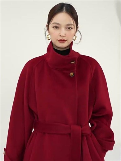 Manteau en laine réversible femmes, mi long, cintré weenka com