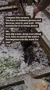 Beccalynne | Gardener + Writer on Instagram: "Direct Composting Skip the hassle and compost directly in your garden! No bins, no turning, no mess—just natural soil enrichment. How to Start: ✅ Dig a hole (6-12 inches deep) ✅ Add food scraps (veggie peels, coffee grounds, eggshells) ✅ Cover with soil – no odor, no pests! ✅ Repeat in different spots for healthier soil!  Bonus Tip: Try trench composting for larger areas!"