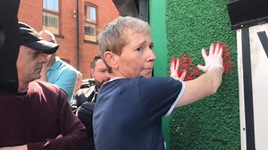 Friends of Lyra McKee used red paint to mark handprints on the walls of the Saoradh HQ in Derry. The group are the political wing of the New IRA. | Irish Daily Mirror