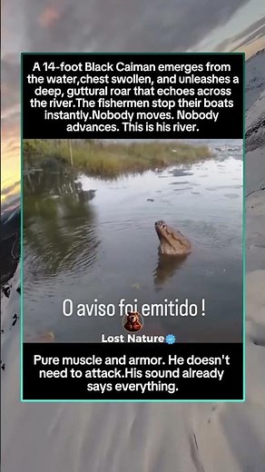 Giant Black Caiman Roars — Fishermen Freeze in Respect