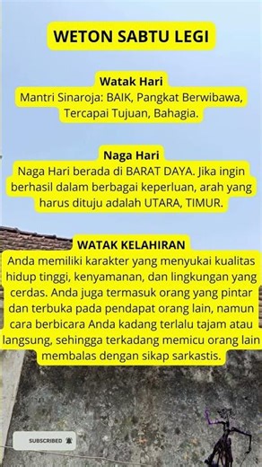 Ramalan Sabtu Legi #weton#neptu#primbonjawa#rezeki#harilahir