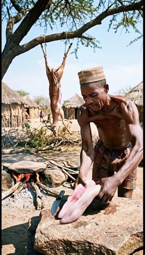 African Tribe Prepares GIANT TONGUE 🔥#tribalfeast #triballife #shorts