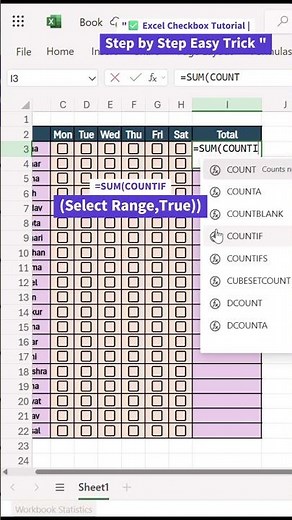 ✅ Excel Checkbox Tutorial | Step by Step Easy Trick 🔥 | #excel #computer #exceltips #viral #tutorial
