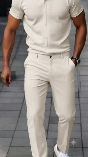 Completo da uomo a due pezzi, camicia a maniche corte e gamba larga, colletto con bottoni informale, abbigliamento estivo confortevole, abbigliamento ricreativo di alta qualità #completo #estate #outfitchange #outfitsummer #tiktokshop