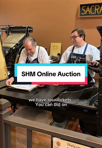Let the bidding begin! Our fundraiser Bidding for a Bright Future auction is now open and ready to take your bid until February 22nd. You'll find one-of-a-kind art, unforgettable dining outings, and exciting experiences such as being a Printer in our Print Shop, and a Sacramento Kings Behind-the-Scenes Experience — plus lots of other fun surprises! Check out our online auction page below! https://tinyurl.com/SHM-auction In this video, Howard and Jared discussed the online auction and letterpress