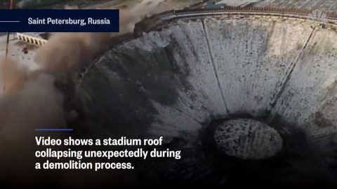 Video shows collapse of Russian stadium, leaving one dead