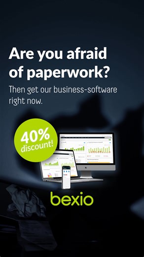 It's time for a digitalised office with bexio - the modern business software. Test it now for 30 days free of charge & benefit from a 40% discount. 🎃👻 | bexio