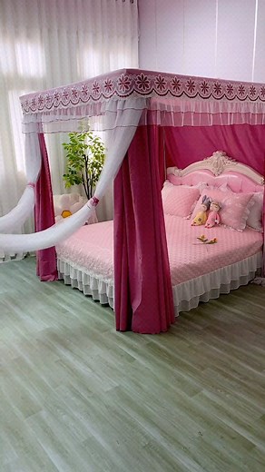 19K views · 6 comments | Draped in luxury, this canopy bed curtain takes me back to my childhood dream bed ✨ Feeling like royalty every night! Who else wished for one of these growing up? #childhooddreams #canopybed #royaltyvibes #cozyhideaway #dreambedroom #sweetescape #nostalgiafeels #homedecorgoals ️ | Smart Home Gadgets | Facebook