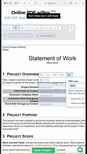 Remove Duplicate Texts in PDF Form Fields Online Free #editpdf #onlinetools #freetools #pdf #sejda