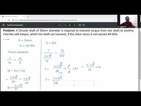 Problem on torsion/ Circular Shaft / calculation of torque/ Strength of Materials