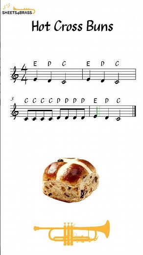 Hot Cross Buns for Trumpet - Play Along with Sheet Music - Shorts