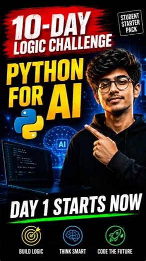 Python for AI 🔥 10-Day Beginner Challenge | Day 1 Starts NOW 🚀#python #ai #coding #learnpython