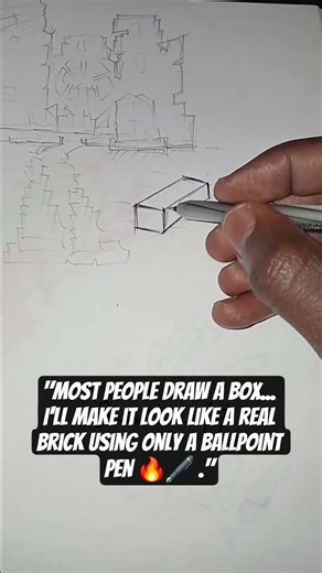 How to Draw a Realistic Brick Block Step by Step | Ballpoint Pen