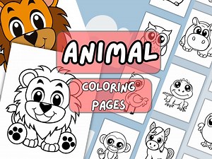 52 Simple Animal Coloring Pages for Kids, Preschool Coloring Pages, Easy Coloring Pages for Toddlers, Printable Educational Activity Sheets - Etsy