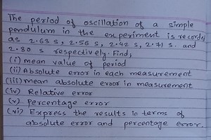 The period of oscillation of a simple pendulum in the experimen... | Filo