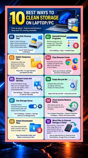 10 Best Ways to Free Up Storage on Your Laptop/PC 🚀 | Clean C Drive & Boost Performance