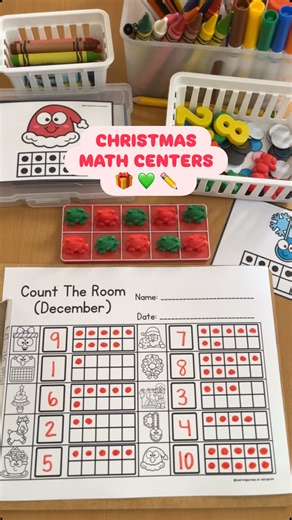 Learning Core on Instagram: "💚 COMMENT “Math!” to get this Christmas math center activity! ✏️ Can be used as a center or as a count the room activity! ✨ Low prep and easy to pair with your favorite holiday themed math manipulatives ❤️ Perfect hands-on math activity for PreK, Kindergarten, and First Grade"