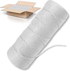 White Mason Line String Line - 84 Roll Pack - #18 Braided Nylon String - 500 Ft Length Per Roll - Nylon Twine for Gardening Or Masonry Tools - Perfect Construction String for A String Level