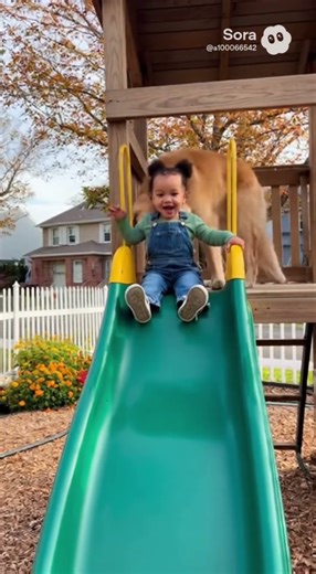 When Puppies Join the Slide Party 🐶👶 | Too Cute to Handle! #shorts