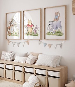 Set of 3 Winnie the Pooh and Friends Wall Art | Classic Style Winnie the Pooh and Friends Art Prints | Digital Download| Nursery Decor |L670 - Etsy