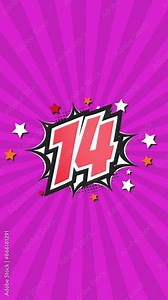 Animated Number 14 - Fourteen - 14th fourteenth