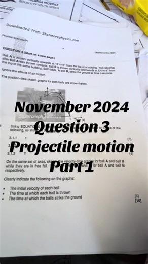 November 2024 Question 3 Projectile motion #novemberexams #nscexams #physics #finalexams #physicalscience