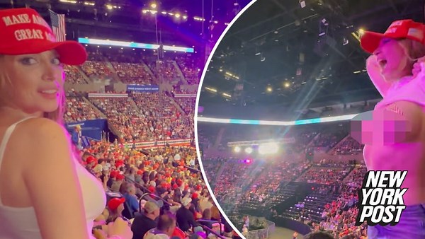 OnlyFans model Ava Louise, who flashed NYC portal, whips ‘em out for Trump at Long Island rally