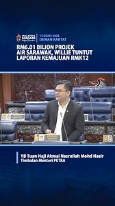 RM6.01 bilion projek air Sarawak: Willie tuntut laporan kemajuan RMK12 KUALA LUMPUR, 13 Ogos — Ahli Parlimen Puncak Borneo, Datuk Willie anak Mongin, menggesa kerajaan Persekutuan memberi perhatian khusus terhadap masalah banjir, perparitan dan hakisan tebing sungai di kawasan Parlimennya dengan memperuntukkan dana mencukupi. Beliau turut mempersoalkan status pelaksanaan projek berkaitan air di Sarawak di bawah Rancangan Malaysia Ke-12 (RMK12) yang diamanahkan kepada Kementerian Peralihan Tenaga