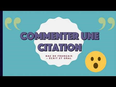 BAC DE FRANÇAIS Commenter une citation