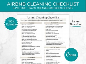 Airbnb Cleaning Checklist, Editable Airbnb Printable Cleaning Template, VRBO Vacation Rental Housekeeping Checklist, Airbnb Clean List - Etsy