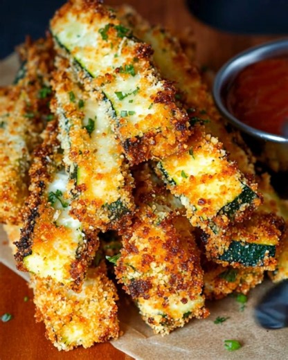 7.2K views · 19 reactions | Panko-Parmesan Crusted Zucchini Fries Ingredients: 2 medium zucchinis, cut into fry shapes 1 cup panko breadcrumbs 1/2 cup grated Parmesan cheese 1 teaspoon garlic powder 1 teaspoon onion powder ...... Full Recipe in Coʍmеոτ  | Yay Food | Facebook