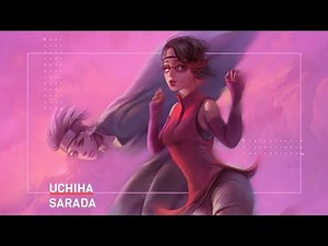Painting Uchiha Sarada from Boruto, Timelapse art process