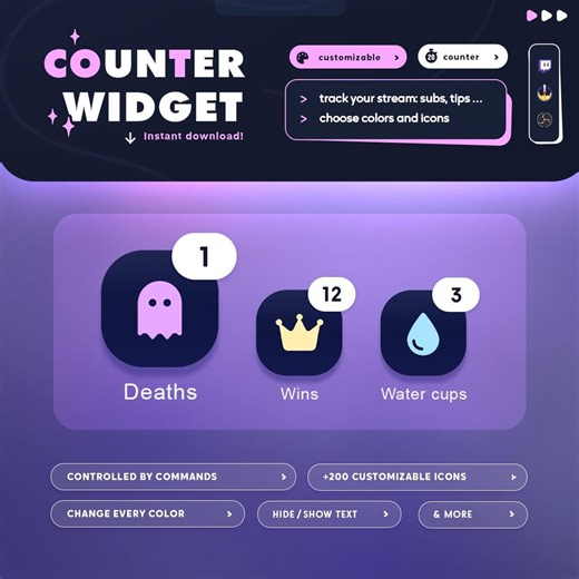 Counter Widget | Wins Losses Counter for Twitch | Streamelements Widget | Customizable Widget - Etsy