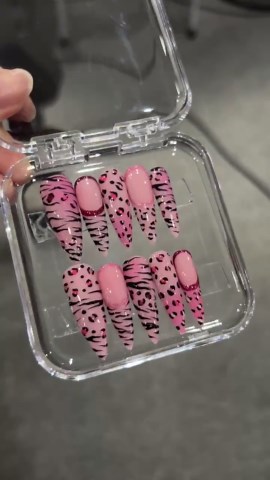 Zebra Print French Tip Press on Nails, Medium Almond Nails, 3D Gel Animal, Summer Vacation - Etsy