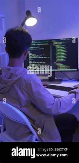 Focused Male Programmer, Software Developer working on Desktop Computer, looking at Screen sits at office workplace. Professional IT Programmer Developing Application, Program Writing code at Office Stock Video Footage - Alamy