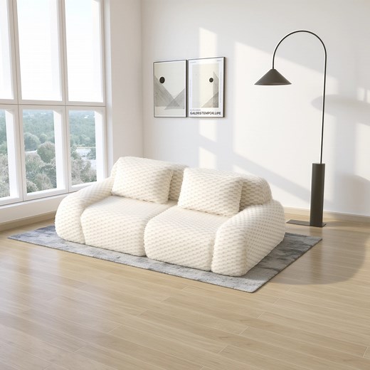 Latitude Run® 82" Wide Modern Modular Sofa Textured Flannelette Fabric with Buckle Connection Loveseat No Assembly & Boneless Design | Wayfair