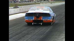 Larry Morgan in his Castrol Oldsmobile vs Rickie Smith in his STP Pontiac at the 1990 Northstar Nationals. | Drag Racing Media Of The Past