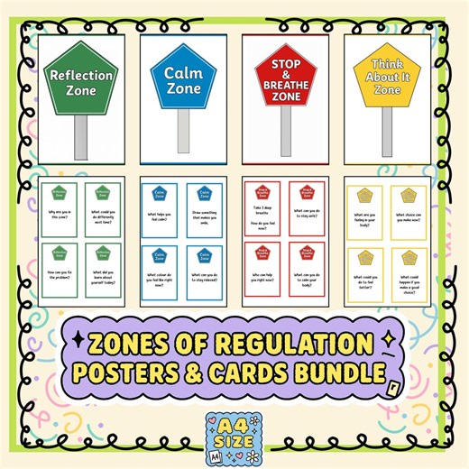 Zones of Regulation Posters & Feelings Cards: Emotional Learning (PDF) - Etsy