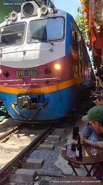 WOW... VERY CLOSE! A full Long Train Passes next to Camera I Hanoi Train Street 🚂🇻🇳