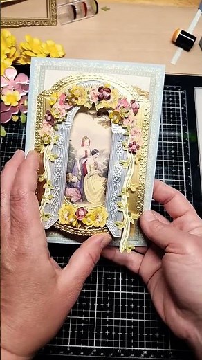 let's make an Anna Griffin book style card using the Kiragami card toppers and garden arch 3d dies