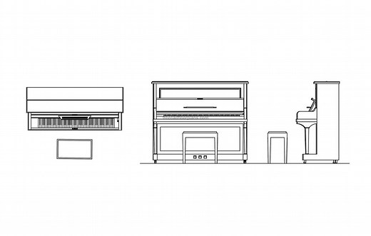 Upright Piano - Free CAD Drawings