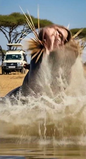 Will the hippo successfully catch the speedy river fish #wildlife #nature #animals