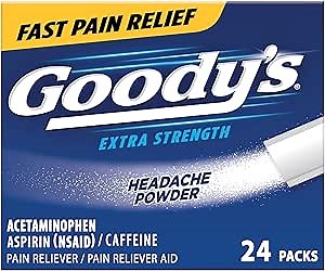 Goody’s Headache Powder Extra Strength Pain Relief, Triple Action Headache Relief with Aspirin, Acetaminophen & Caffeine, 24 Count