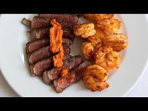 Steak and Shrimp With Calabrian Chili Compound Butter