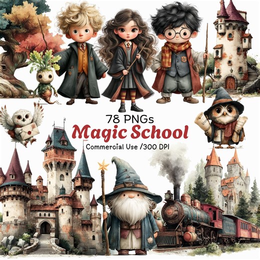 Magic School Clipart: Wizard Fantasy Graphics (digital Download - 78 Pngs, 300 DPI) - Etsy