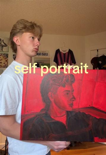 Self portrait i did of myself in red and black #art #artist #artreveal #fyp #foryou