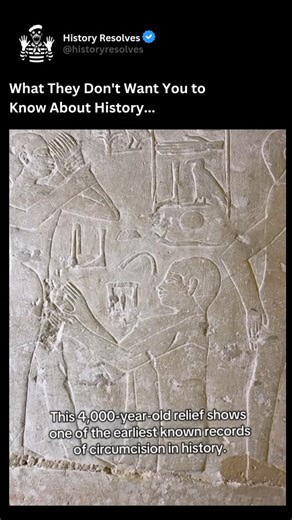 History | Ancient History on Instagram: "One of the most intriguing, and often overlooked scenes in ancient Egyptian art comes from the tomb of Ankhmahor at Saqqara, dating to the Sixth Dynasty (c. 2345–2181 BCE). Ankhmahor was a high‑ranking official and physician under Pharaoh Teti, and his mastaba tomb contains a panel of hieroglyphic inscriptions and carved reliefs that many scholars believe depict the world’s first recorded circumcision. The scene is remarkably explicit for such an ancient 